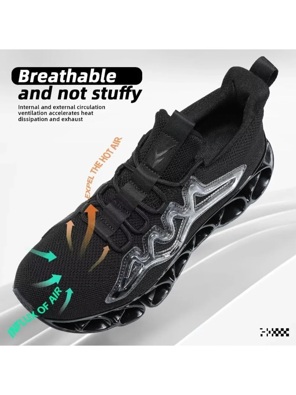 Men's All Black Slip on Walking Running Shoes Blade Tennis Fashion Sneakers